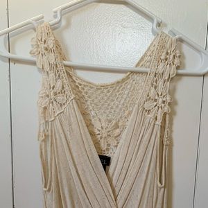 Flowy tank top with crochet sleeves